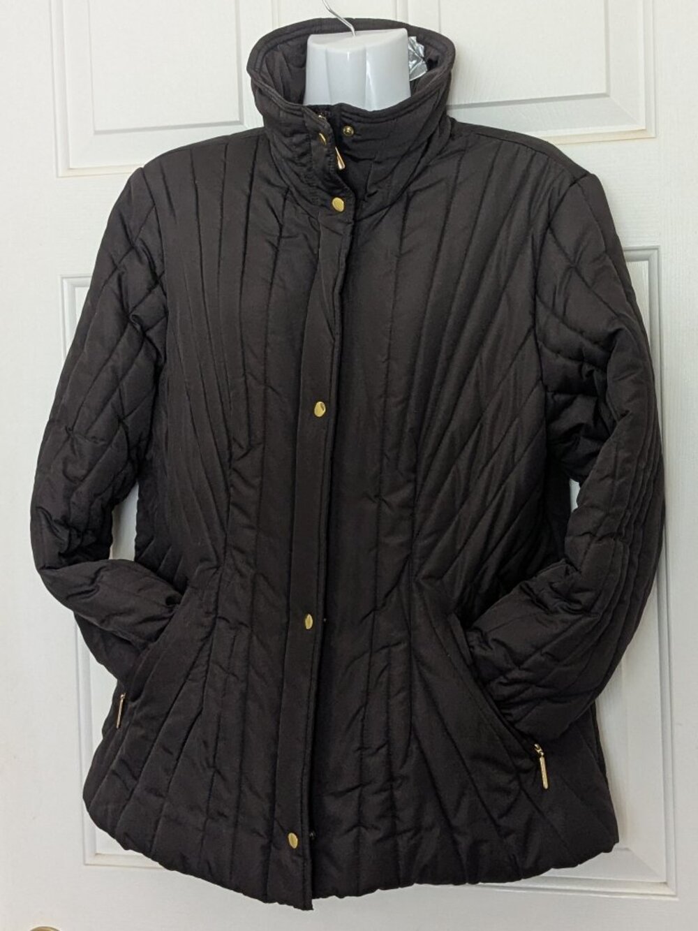 Relativity Women's Quilted Full Zip Puffer Jacket Size M Brown.